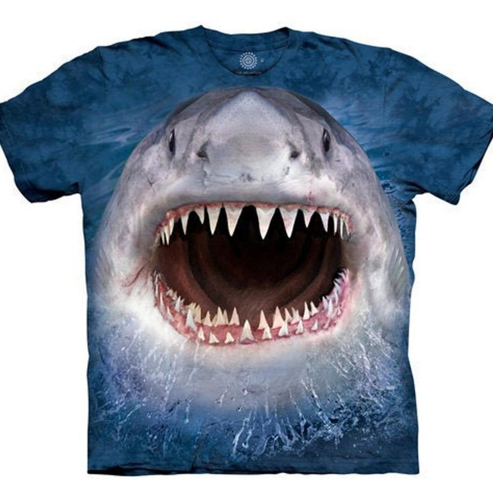 Wicked Nasty Shark Teeth Jaws Blue Aquatic Fish Tank The Mountain T-Shirt 2X-3X